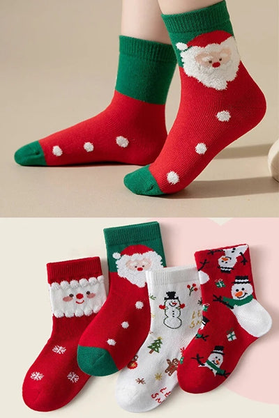 4 Pair Christmas Socks For Kids And Adults Soft Comfortable Festive Wear