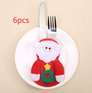 Christmas Decoration Restaurant Hotel Layout Pocket Fork Knife Cutlery Holder Santa Claus Fork Knife Gloves Bag Table Decor
