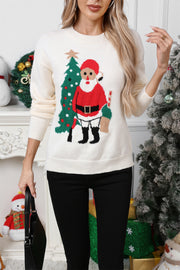 Christmas Knitted Sweater Hoodie Round Neck Casual Jacquard Christmas Sweater Women's Top