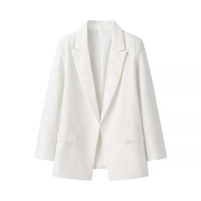 Fashionable buttonless collar linen suit jacket