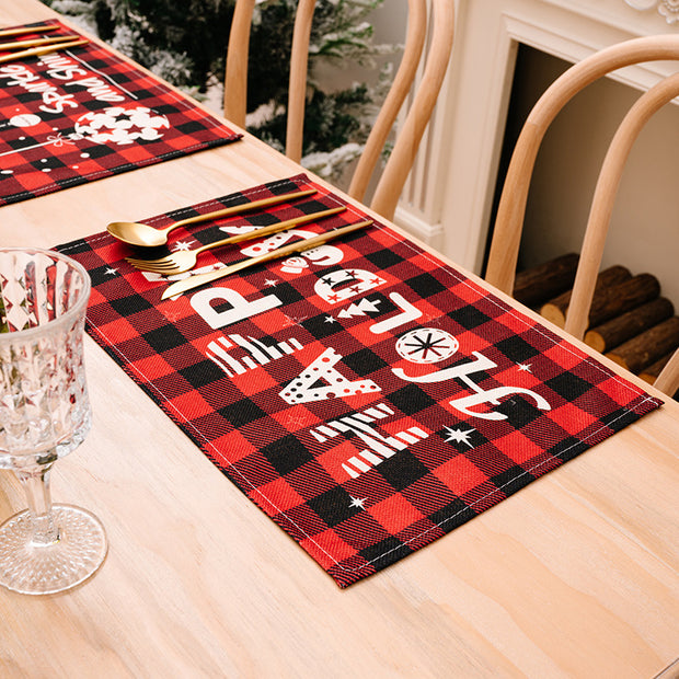 Christmas Plaid Print Placemats Tabletop Decorations
