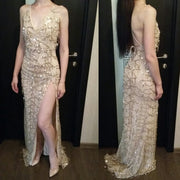 Night club elegant vestidos de festa women sexy dresses gold shiny sequin long evening maxi spring party dress