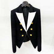 European and American celebrity fashion color blocking metal rose button slim fit suit jacket