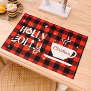 Christmas Plaid Print Placemats Tabletop Decorations