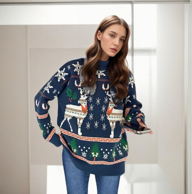 Christmas Sweater Autumn/Winter Double Elk Christmas Knitted Sweater