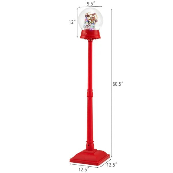 5 Ft Christmas Streetlamp Decor: 360° Rotating Ferris Wheel (Santa/Snowman), 15 Colorful LEDs, 8 Tunes, 2 Modes (Stand/Tabletop)