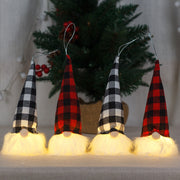Christmas Decorative Lamp Ornaments With Light-emitting Faceless Elderly Red Black White Plaid
