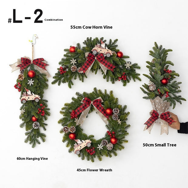 Christmas Decoration Upside Down Christmas Tree Horn Rattan Christmas Wreath