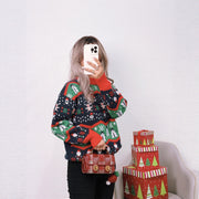 Round neck retro knitted warm and loose women's sweater
