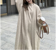 Lazy style long vest dress knitted cardigan set autumn and winter thick temperament versatile sweater jacket