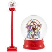 5 Ft Christmas Streetlamp Decor: 360° Rotating Ferris Wheel (Santa/Snowman), 15 Colorful LEDs, 8 Tunes, 2 Modes (Stand/Tabletop)