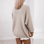 Women's Solid Color Sleeveless Knit Cardigan Loose Long-sleeved  Sweater