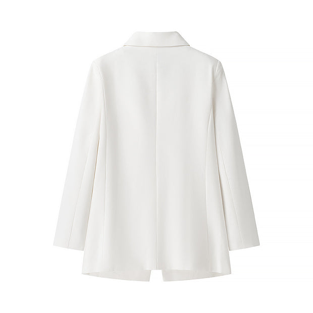 Fashionable buttonless collar linen suit jacket