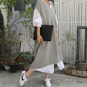 Long vest jacket over knee dress