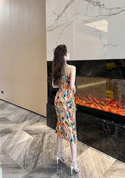 dress women party dress summer sexy aesthetic floral print slim sheath midi dresses elegant celebrity night club