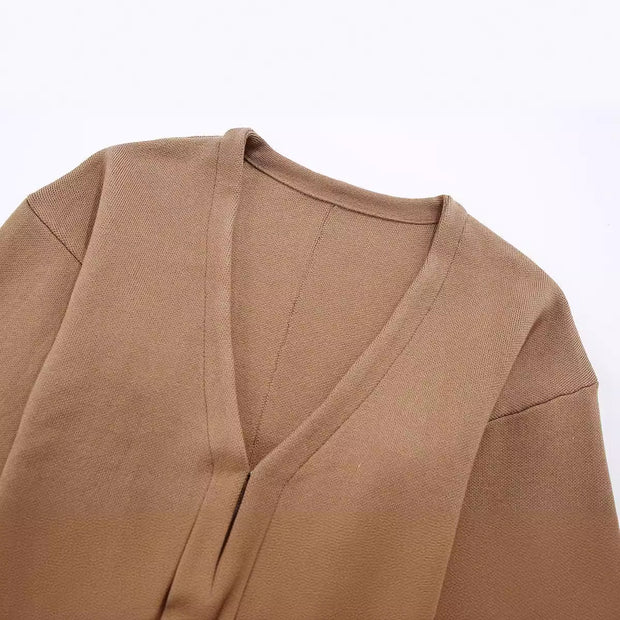 Loose sleeved knitted jacket mini skirt