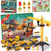 Advent Calendar Christmas Countdown Calendar For Kids, 24PCS Cartoon Engineering Vehicle Playset, Christmas Gifts Toys For 6  Year Old Boys And Girls