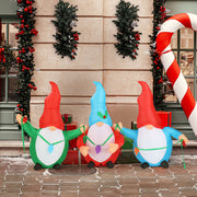 6.6 FT Lighted Christmas Inflatable Decoration, Inflatable Three Christmas Gnomes Elves, Funny Blow Up Yard Decorations With Built-in LED Lights For Holiday Party Front Yard Lawn Garden Decor