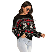 Christmas sweater autumn and winter deer jacquard pullover knitted sweater for women