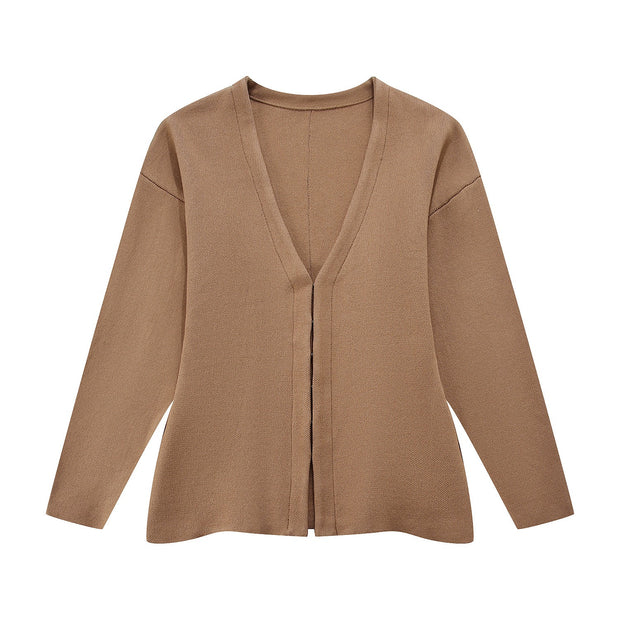 Loose sleeved knitted jacket mini skirt