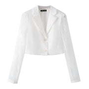 Women's European and American style lapel long sleeved suit jacket