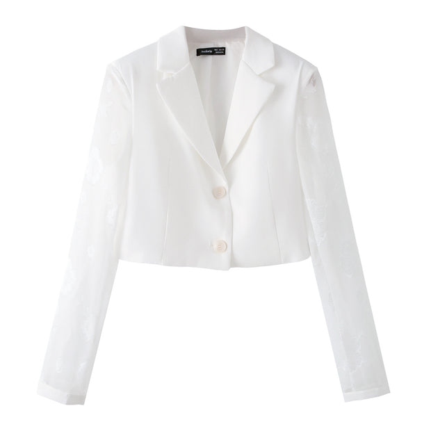 Women's European and American style lapel long sleeved suit jacket