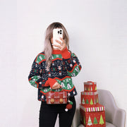 Round neck retro knitted warm and loose women's sweater