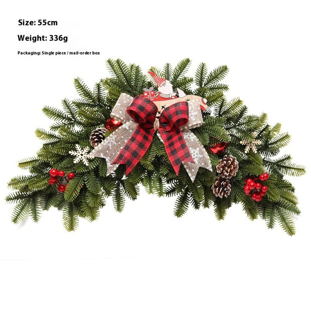 Christmas Decoration Upside Down Christmas Tree Horn Rattan Christmas Wreath