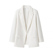 Fashionable buttonless collar linen suit jacket
