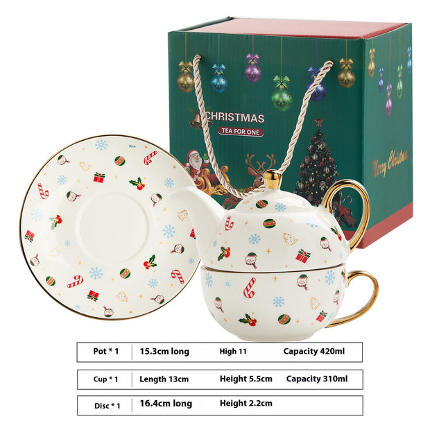Creative Christmas Gold-plated Ceramic Cups And Plates