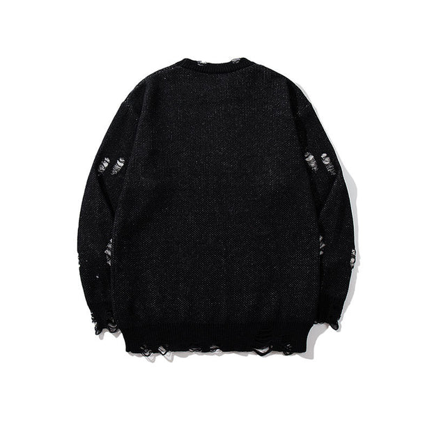 Export New Letter Jacquard Round Neck Knit Sweater Couple Lazy Style Loose Pullover Long Sleeve Sweater