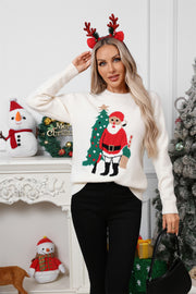 Christmas Knitted Sweater Hoodie Round Neck Casual Jacquard Christmas Sweater Women's Top