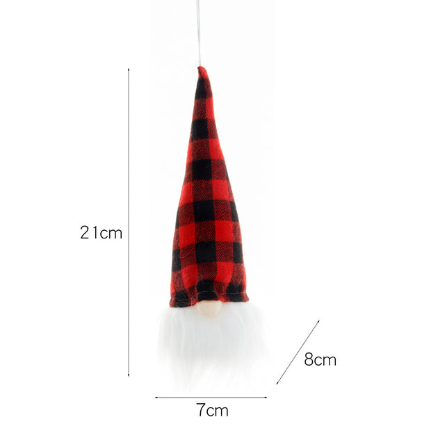 Christmas Decorative Lamp Ornaments With Light-emitting Faceless Elderly Red Black White Plaid