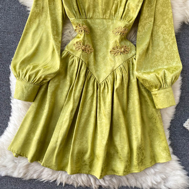 Vintage Elegant Summer Dress New V Neck High Waist Party Night Dresses