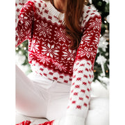 Knitted sweater women's Christmas snowflake long sleeved knitted sweater