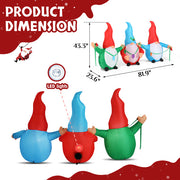 6.6 FT Lighted Christmas Inflatable Decoration, Inflatable Three Christmas Gnomes Elves, Funny Blow Up Yard Decorations With Built-in LED Lights For Holiday Party Front Yard Lawn Garden Decor