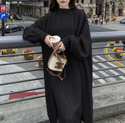 Lazy style long vest dress knitted cardigan set autumn and winter thick temperament versatile sweater jacket