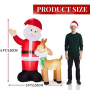 6.3FT Lighted Christmas Inflatable Decoration, Inflatable Santa And Reindeer, Funny Blow Up Yard Decorations With Built-in LED Lights For Holiday Party Front Yard Lawn Garden Decor