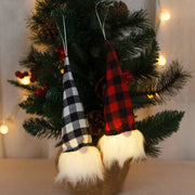 Christmas Decorative Lamp Ornaments With Light-emitting Faceless Elderly Red Black White Plaid