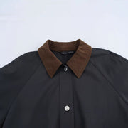Fashionable breasted corduroy collar leather jacket