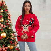 Knitted base top Christmas deer pullover sweater for women