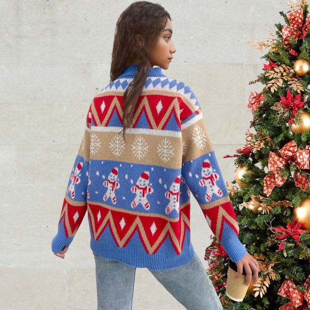 Christmas snowman colored pullover sweater for women