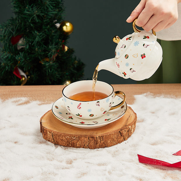 Creative Christmas Gold-plated Ceramic Cups And Plates