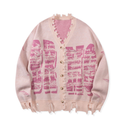 American Street Spider Pattern Button Cardigan Knit Sweater Loose Unisex Coat Warm