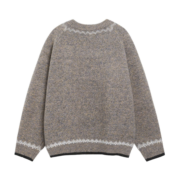 Retro Fun Dog Jacquard Knit Sweater for Men and Women Loose Lazy Couple Pullover Trendy