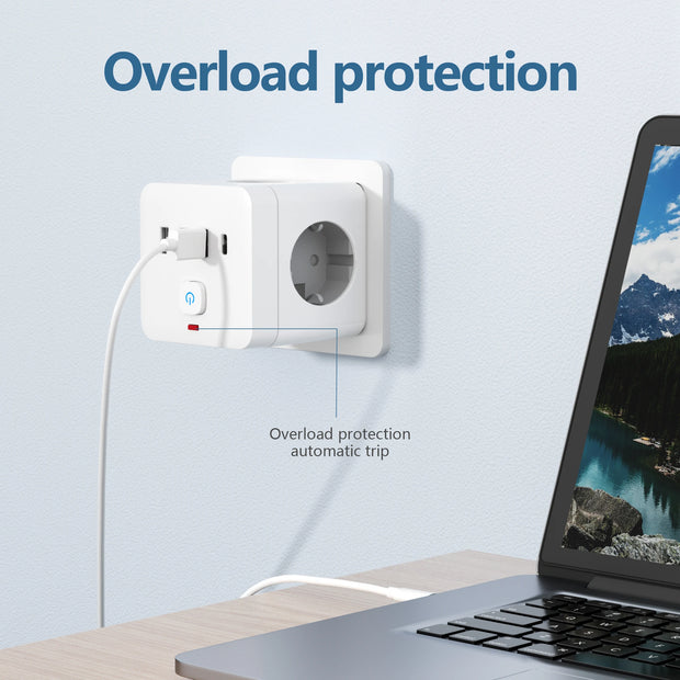 7-in-1 Power Strip Surge Protector USB 1 Type-C