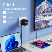 7-in-1 Power Strip Surge Protector USB 1 Type-C