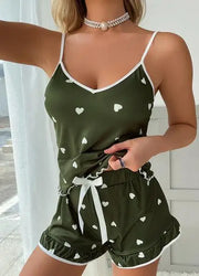 Women's Suspenders Soft Casual Cute Printed Pj's set