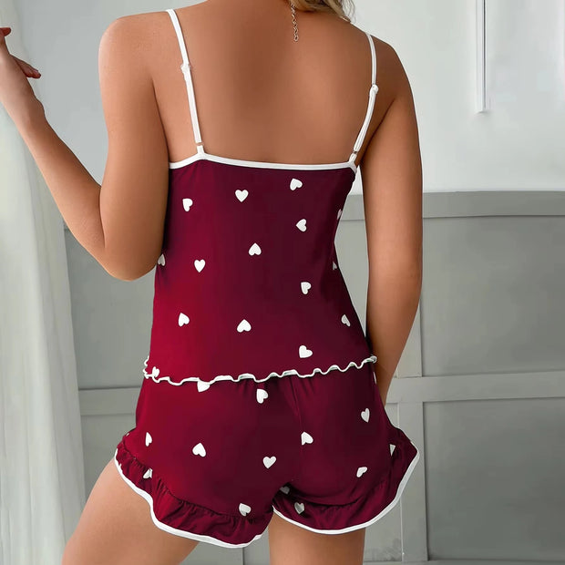 Women's Suspenders Soft Casual Cute Printed Pj's set