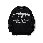 Export New Letter Jacquard Round Neck Knit Sweater Couple Lazy Style Loose Pullover Long Sleeve Sweater